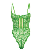 Raine Underwire Shelf Cup Lace Teddy w/Decorative Trim Insert - Green
