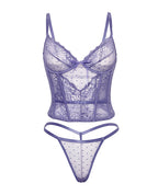 Vanessa Lace & Mesh Bustier w/G - String - Purple