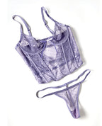 Vanessa Lace & Mesh Bustier w/G - String - Purple