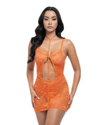 Presley Lace Babydoll w/G - String 2 pc Set - Dragon Fire Orange