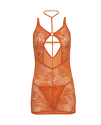 Presley Lace Babydoll w/G - String 2 pc Set - Dragon Fire Orange