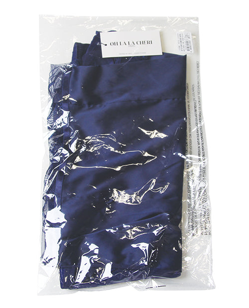 Davina V - Plunge Embroidered Babydoll w/Double Ring Charm - Navy