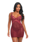 Marisol Unlined Underwire Lace & Mesh Babydoll - Zinfandel