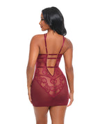 Marisol Unlined Underwire Lace & Mesh Babydoll - Zinfandel