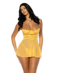 Hazel Peek - A - Boo Cup Babydoll w/G - String Panty - Yellow