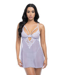 Elsie Lace & Mesh Underwire Babydoll w/G - String 2 pc Set - Brunnera Blue
