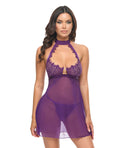 Kennedy Lace and Mesh Babydoll w/G - String 2 pc Set - Purple