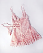 Forever Valentine Lace Babydoll w/Heart Charm & G - String - Pink