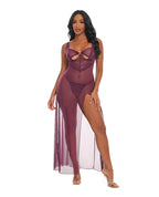 Antonella Lace Unlined Underwire Gown w/O - Ring Details - Burgundy