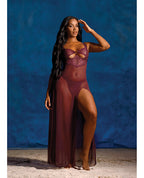 Antonella Lace Unlined Underwire Gown w/O - Ring Details - Burgundy