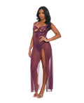 Antonella Lace Unlined Underwire Gown w/O - Ring Details - Burgundy