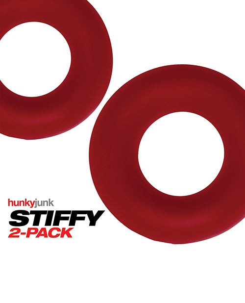 NO ETA Hunky Junk Stiffy 2 Pack Cockrings - Cherry Ice
