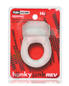 Hunky Junk Revring Cock Ring w/Vibe - Clear w/Blue Vibe