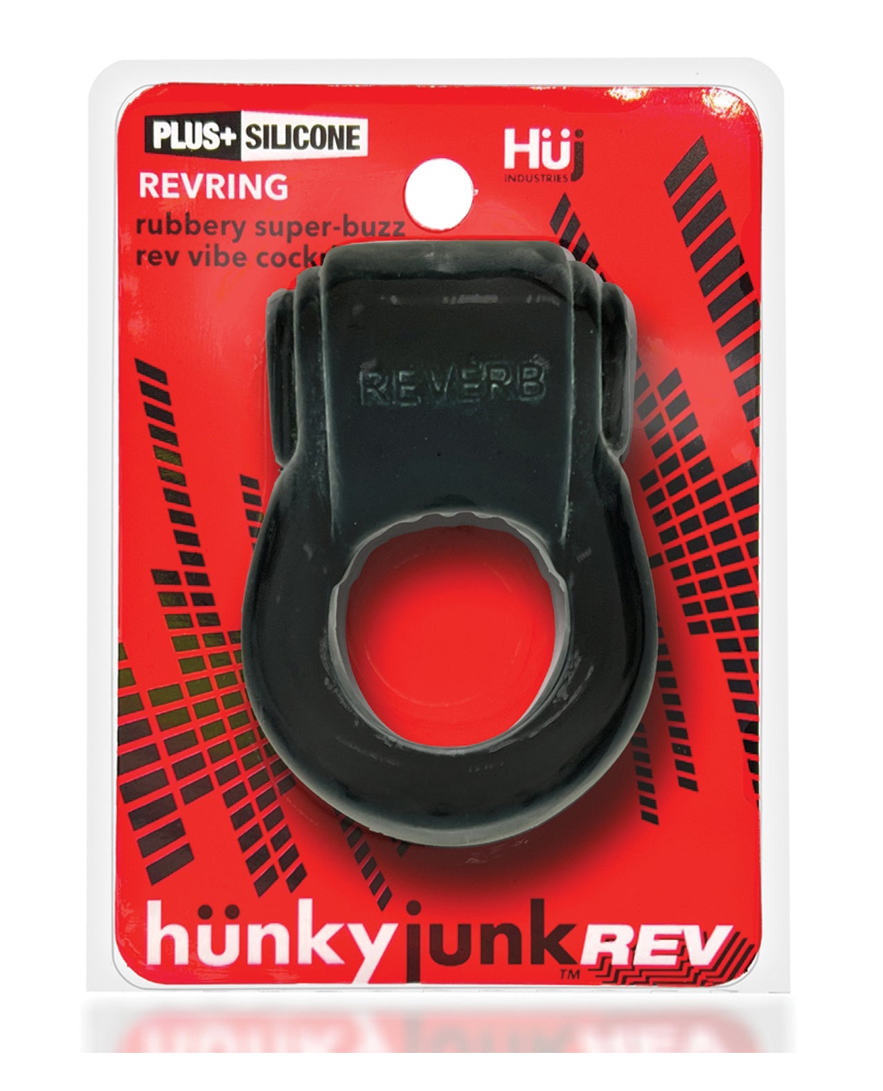 Hunky Junk Revring Cock Ring w/Vibe - Tar w/Red Vibe
