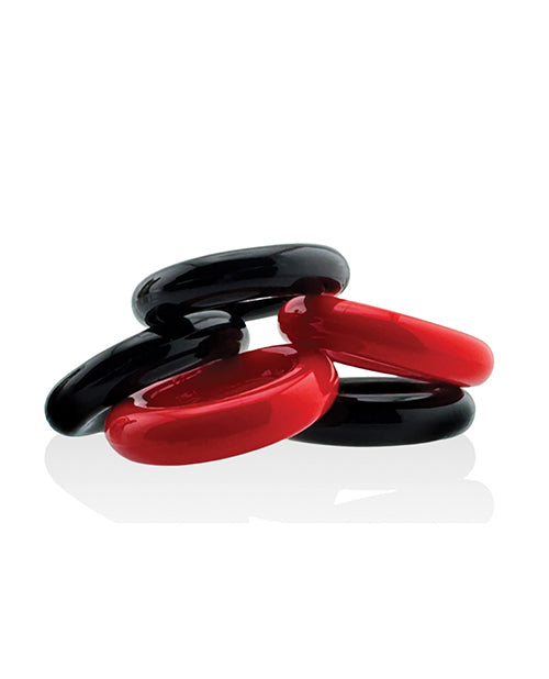 Hunky Junk Jacker 5 Pack Cockrings - Red/Black