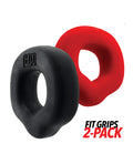 Hunky Junk Fit Grips 2 Pack Ergo - Fit Cockrings - Black/Red