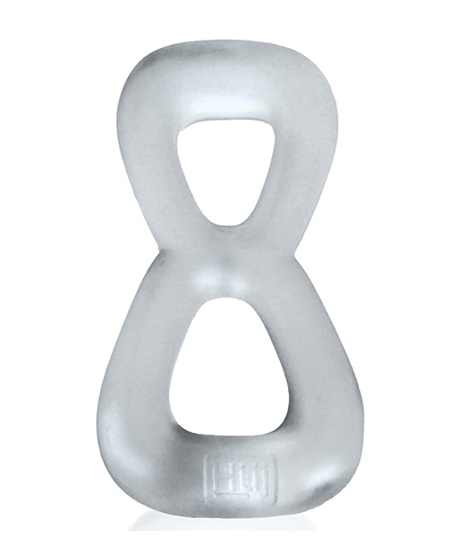Hunky Junk Boomerang Double Ring Cockring & Nut - Tugger - Clear Steam