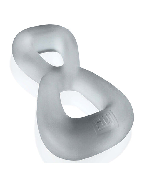 Hunky Junk Boomerang Double Ring Cockring & Nut - Tugger - Clear Steam