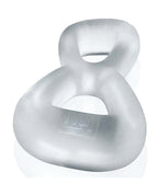 Hunky Junk Boomerang Double Ring Cockring & Nut - Tugger - Clear Steam
