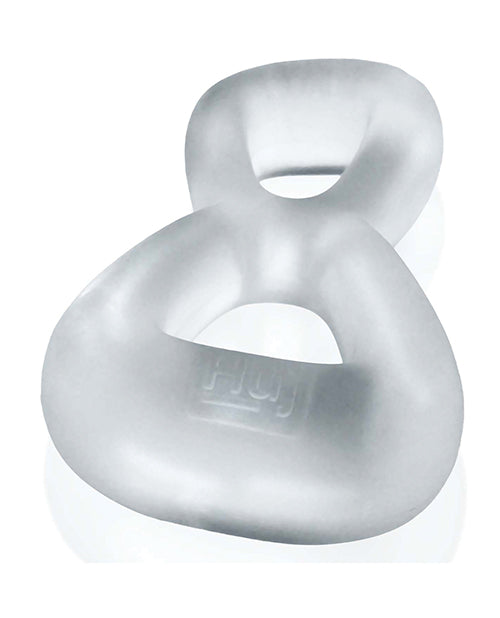 Hunky Junk Boomerang Double Ring Cockring & Nut - Tugger - Clear Steam