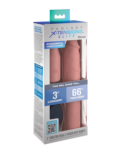 Fantasy X - tensions Elite 9" Sleeve Vibrating 3" Plug w/Remote - Light