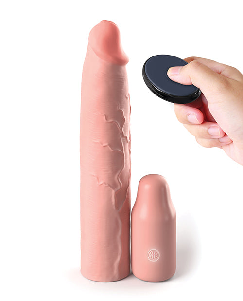 Fantasy X - tensions Elite 9" Sleeve Vibrating 3" Plug w/Remote - Light