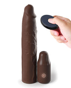 Fantasy X - tensions Elite 9" Sleeve Vibrating 3" Plug w/Remote - Brown