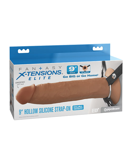 Fantasy X - Tensions Elite 9" Silicone Hallow Strap - On Dual Density - Brown