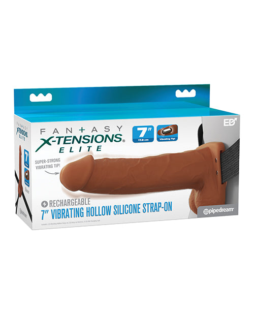 Fantasy X - Tensions Elite 7" Vibrating Hollow Strap - On - Brown