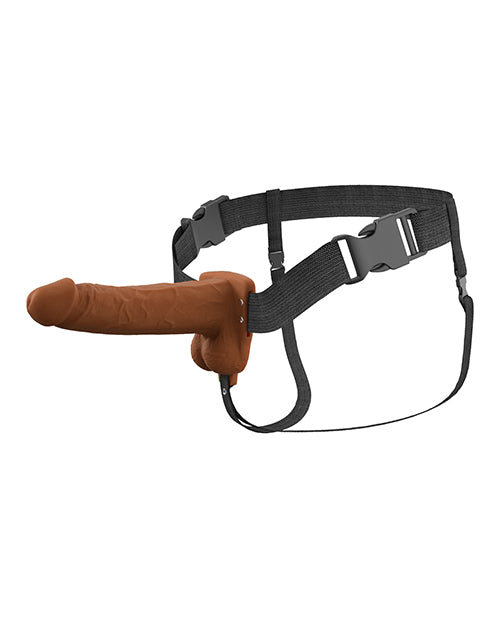 Fantasy X - Tensions Elite 7" Vibrating Hollow Strap - On - Brown