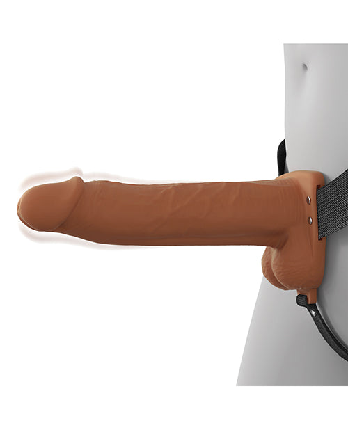 Fantasy X - Tensions Elite 8" Vibrating Hollow Strap - On - Brown