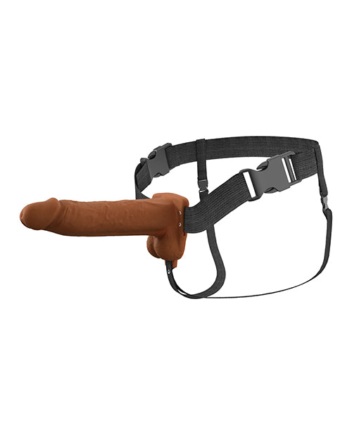 Fantasy X - Tensions Elite 8" Vibrating Hollow Strap - On - Brown