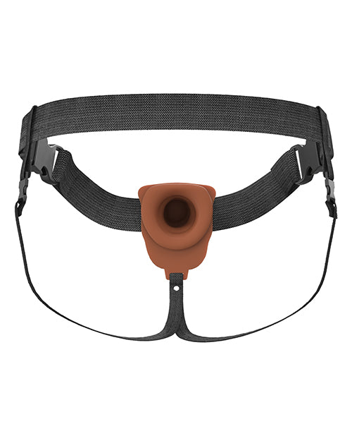 Fantasy X - Tensions Elite 8" Vibrating Hollow Strap - On - Brown