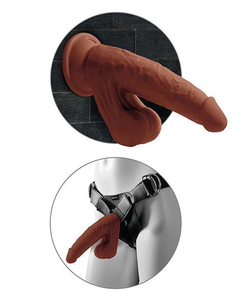 King Cock 8" Triple Density Cock w/Swinging Balls - Brown