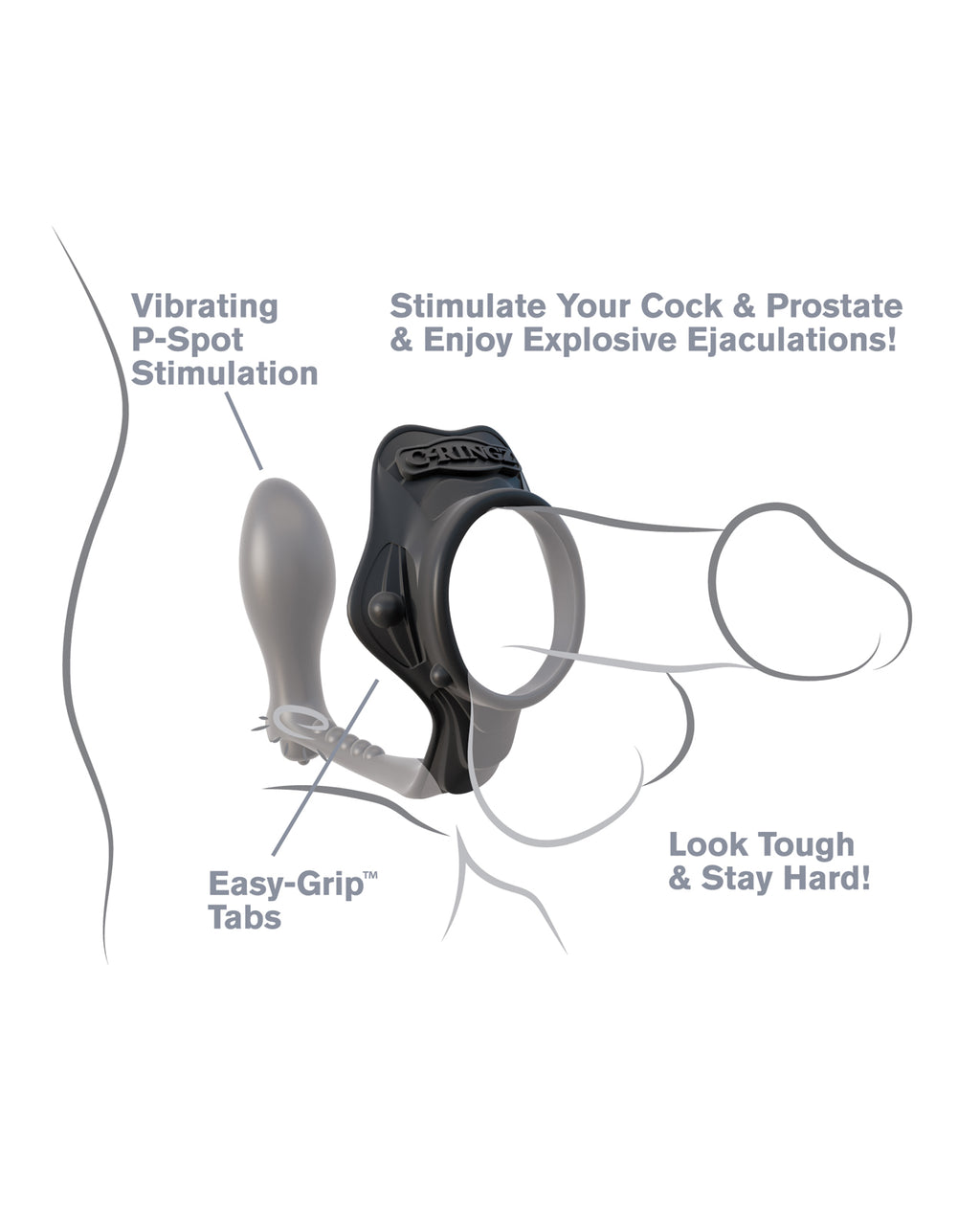 Fantasy C - Ringz Rock Hard Ass - Gasm Vibrating Ring - Black