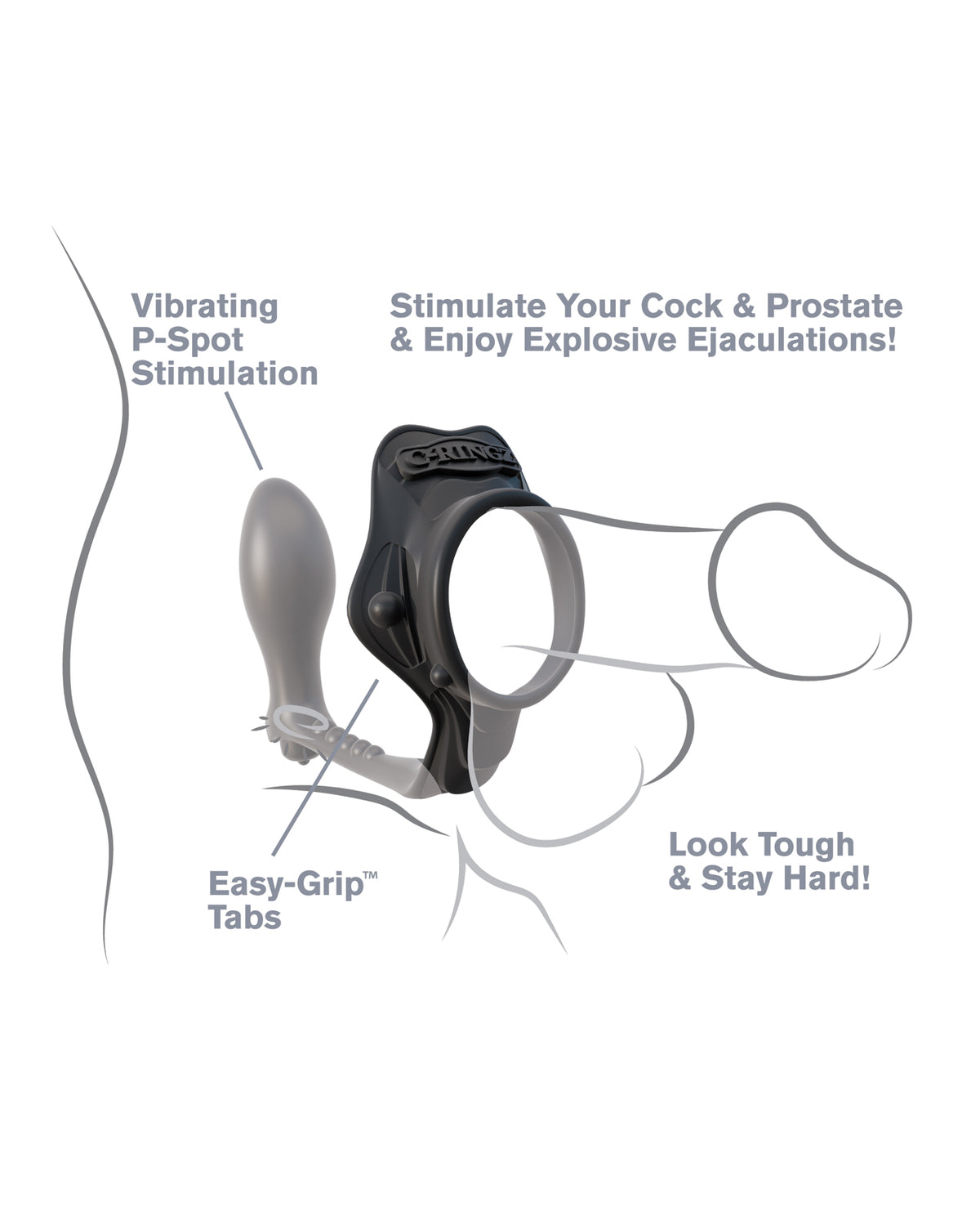 Fantasy C - Ringz Rock Hard Ass - Gasm Vibrating Ring - Black
