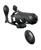 Fantasy C - Ringz Remote Controlled Vibrating Cock Blocker w/Ass - Gasam Plug - Black