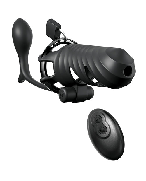 Fantasy C - Ringz Remote Controlled Vibrating Cock Blocker w/Ass - Gasam Plug - Black