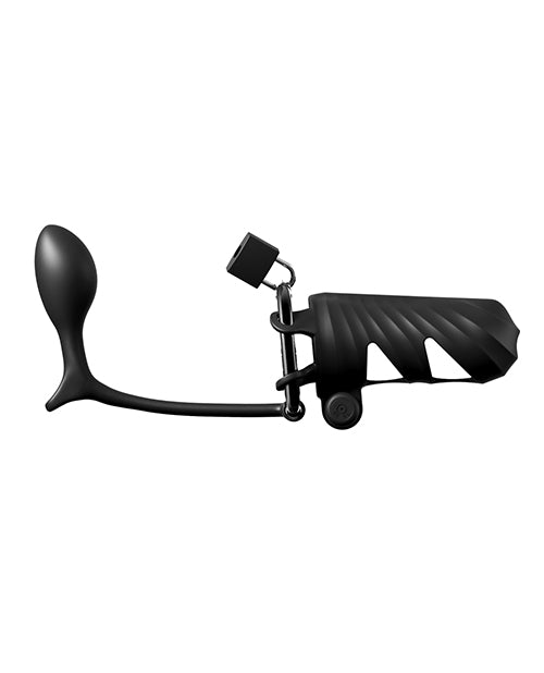 Fantasy C - Ringz Remote Controlled Vibrating Cock Blocker w/Ass - Gasam Plug - Black