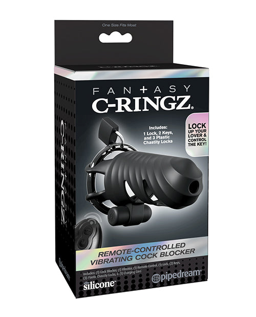 Fantasy C - Ringz Remote Controlled Vibrating Cock Blocker - Black
