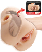 PDX Double Pounder Vibrating Squeeze Stroker - Light