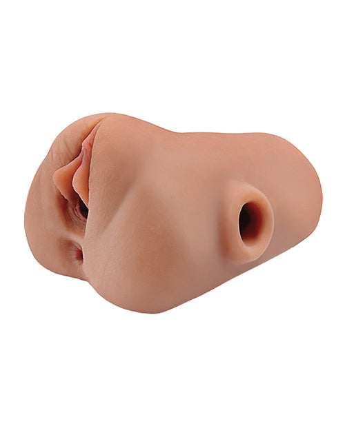 PDX Double Pounder Vibrating Squeeze Stroker - Brown