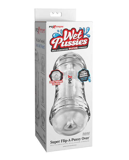 PDX Extreme Wet Pussies Super Flip - A - Pussy Over Self - Lubricating Stroker - Frosted
