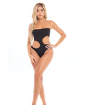 Pink Lipstick Fatale Cutout Bodysuit Black