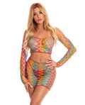Pink Lipstick Pot of Gold Skirt Set Rainbow