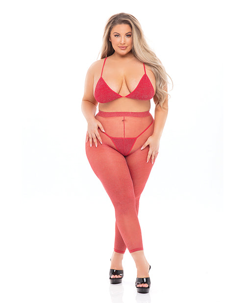 Pink Lipstick Order Bra Top & Leggings Red