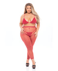 Pink Lipstick Order Bra Top & Leggings Red