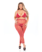 Pink Lipstick Order Bra Top & Leggings Red