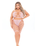 Pink Lipstick Empress Biker Short & Bandeau Top (Fits up to ) Pink
