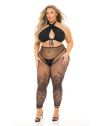 Pink Lipstick Gives You Hell Halter Bra, Pantyhose & G - String Black